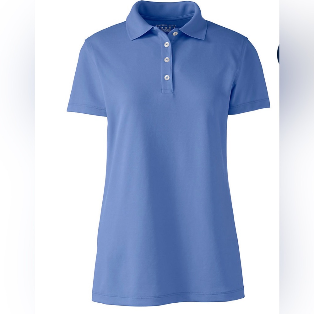 Lands End Women's Plus Size Short Sleeve Feminine Fit Banded Mesh Polo 1X